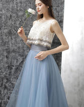 Dusty Blue Floor Length Tulle Skirt High Waisted Plus Size Bridesmaid Outfit image 9