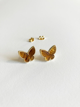 Tiger Eye Butterfly Earrings in Gold - $45.00