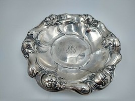 Vintage Ornate Sterling Silver Floral Repousse Bon Bon Nut Candy Bowl 7" 98g - $179.99