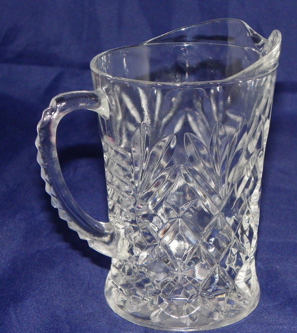 Vintage Anchor Hocking Clear Pressed Glass Pineapple Small Milk Pitche