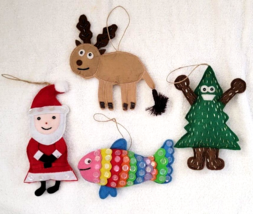 Pottery Barn St Jude Four Felt Christmas Ornaments Santa Fish Tree Reindeer Nwot - $27.00
