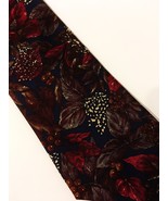 Halston III Men&#39;s Neck Tie 100% Italian Silk Navy Blue Red Brown Floral ... - $26.00
