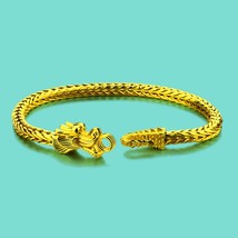Vintage Men&#39;s Golden Dragon Bracelet High Quality Material 925 Silver Br... - $39.05