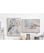 Nautical Wall Plaques Set of 2 Beach Cottage Welcome Bird Anchor Captain... - $38.61