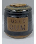 &quot;Used Gum&quot; Pottery Jar Hand Thrown Cork Top Stash Jar Piggy Bank Gag Gift  - $24.14