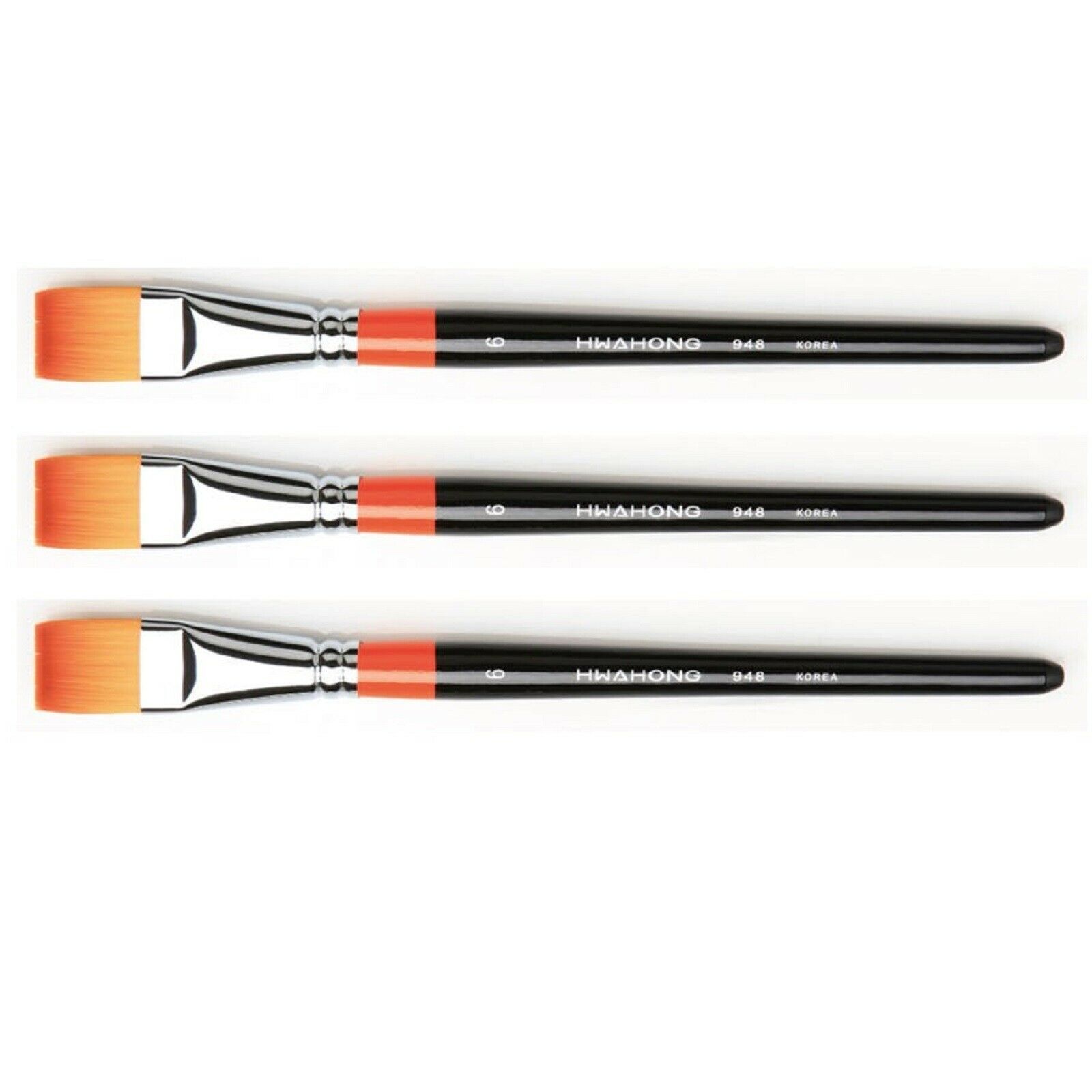 Hwahong Artist Flat Brush Set #6 Korean Watercolor Oil Painting Makeup Brush