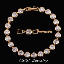 CWWZircons Designable Purple Crystal Jewelry Women Gold Color CZ Connected Chain - $20.10