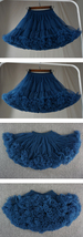TEAL Blue Tiered Short Tulle Skirt Outfit Plus Size Teal Blue Puffy Tulle Skirt  image 5