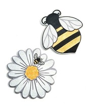 Bee Daisy Garden Stepping Stone or Wall Plaques Set 2 Bumblebee 10.6" Diameter