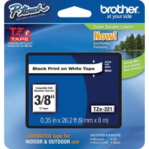 Brother Tape, Retail Packaging, 3/8 Inch, Black on White (TZe221) - $25.99