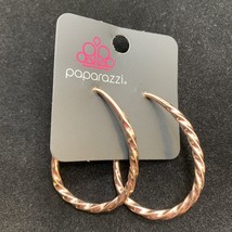 Paparazzi Jewelry Twisted Tango Rose Gold Post Back Oblong Hoop Earrings - $3.60