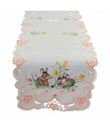 Tabletops Easter Bunnies Decorative Table Runner 16 x 72 Embroidered White - $34.95