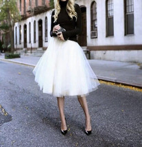 White Midi Tutu Skirt Womens 4-Layered White Tulle Skirt Midi by Dresromantic