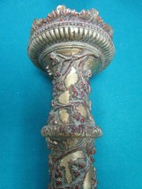 COLUMN TOWER CERAMIC CANDLE HOLDER REPOUSSE WITH RED GRAPES 15&quot; - $54.45