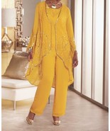 Women&#39;s Church Mother of Bride Groom Prom Wedding 3PC duster pant suit p... - $188.09