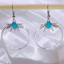AVZ Silver &amp; Turquoise Hoop Dangle Earrings - $27.72