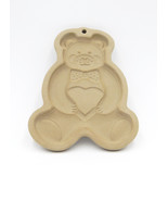 Vintage 1991 Pampered Chef Stoneware Cookie Mold TEDDY BEAR USA Heart Bo... - $10.99