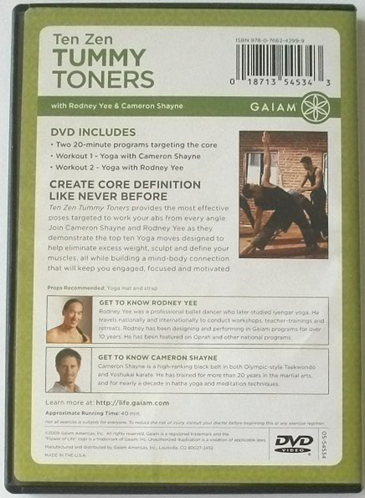 TEN ZEN TUMMY TONERS ~ Rodney Yee, Cameron Shayne, Gaiam, 2009 Fitness ~ DVD