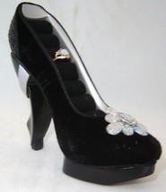 Black Velvet Ring Holder Stiletto Shoe Replica 4.5" High Jewelry Woman Fashion