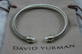 David Yurman Sterling Silver & 14k Gold Pearl 5mm Cable Cuff Bracelet - $282.15