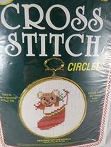 Vintage Designs for the Needle Counted Cross Stitch circlets Bear in Stocking St - $19.79