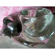 Vintage Clear Glass Sleeping Kitty Cat Votive Candle Holder Indiana Glass - $14.24