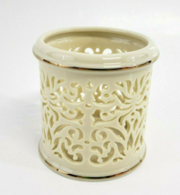 Lenox Pierced China Votive Tea Light Candle Holder Off white 24K Gold Tr... - $9.99