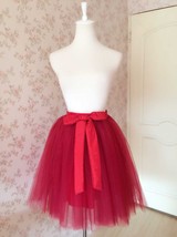 DARK RED Tulle Skirt Outfit Knee Length Tulle Tutu Skirt Sash Custom Plus Size image 1
