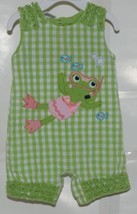 Cre8ions Green White Checkered Jumper Swimming Girl Frog 9 Month image 1