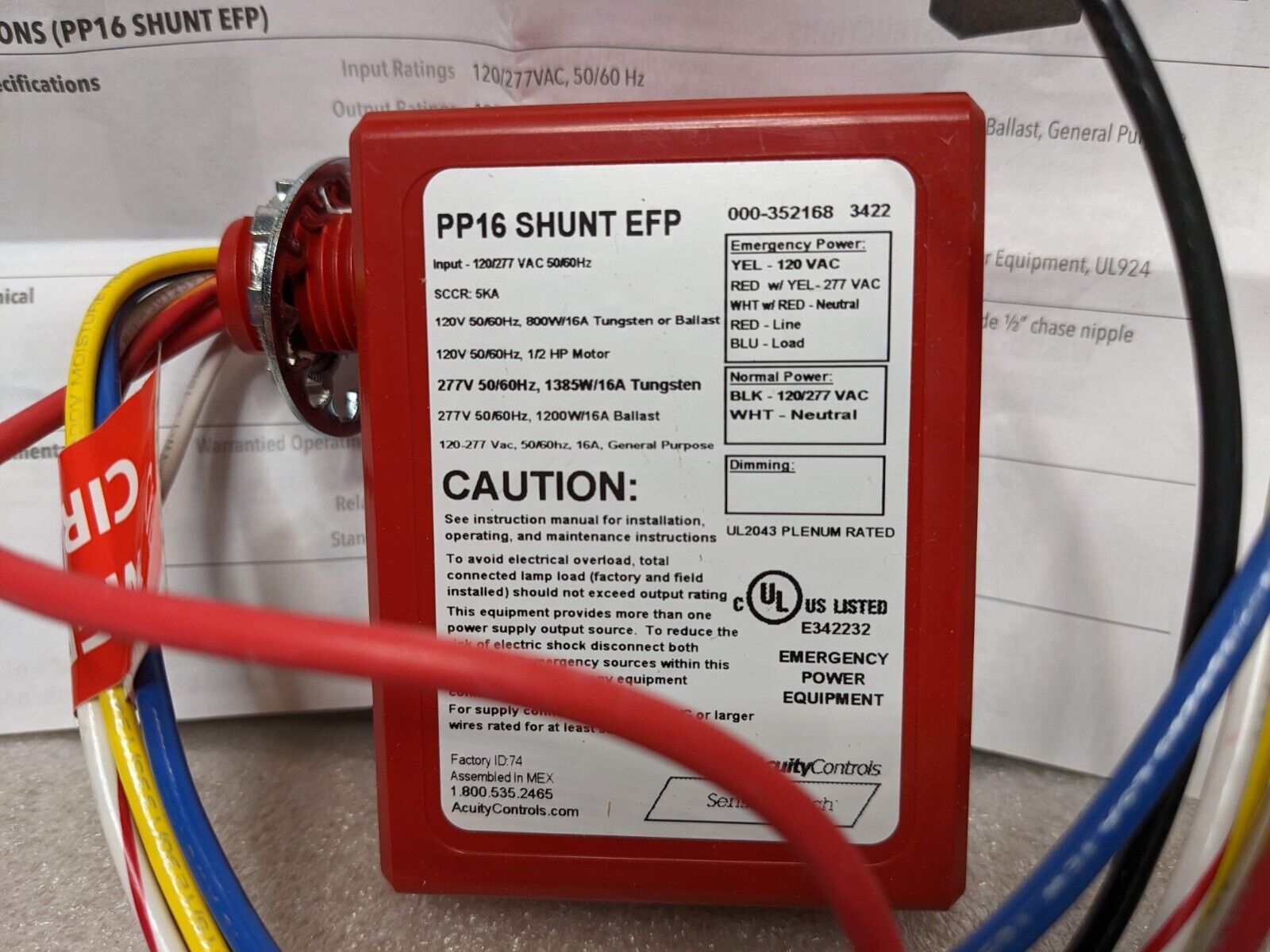 NEW Acuity PP16 SHUNT EFP Bypass Relay Pack Sensor switch Other