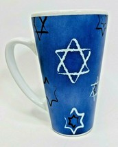 Jewish Star of David Hanukkah 11 oz  Blue and White Ceramic Mug  Royal N... - $23.36