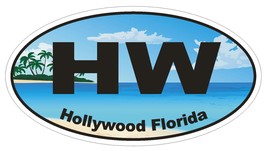 Hollywood Florida Oval Bumper Sticker or Helmet Sticker D1146 - $1.39+