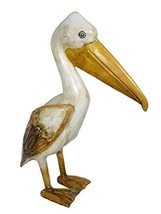 Hand Carved Nautical Wood Pelican Statue Carving Sculpture Art - $59.34