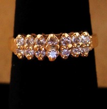 14 diamond ring / 14kp yellow gold / cluster engagement ring / Wedding j... - $625.00