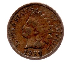 1897  Indian Head Cent Circulated abt Very Fiine - $5.99