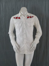 Vintage Western Shirt by White Horse - White Stitched Roses - Men&#39;s Small - $65.00