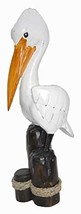 25" Tall Three Post Hand Carved Nautical Wood Pelican Statue Carving Sculpture A - $79.14