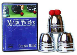 Magic Cups And Balls plastic chrome 2.8 inch FREE DVD Close Up Trick WAT... - $15.99