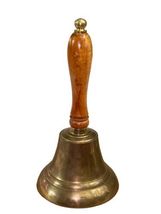 Vintage Brass Wood Handle Hand Held Bell 7.5" School Dinner Nautical India image 5