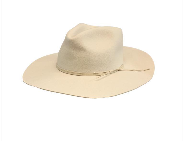 anthropologie cream rancher wyeth leather trim hat, us one size, nwot