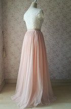 Blush Pink Full Long Tulle Skirt Plus Size Blush Wedding Tulle Skirt Bridesmaid image 7