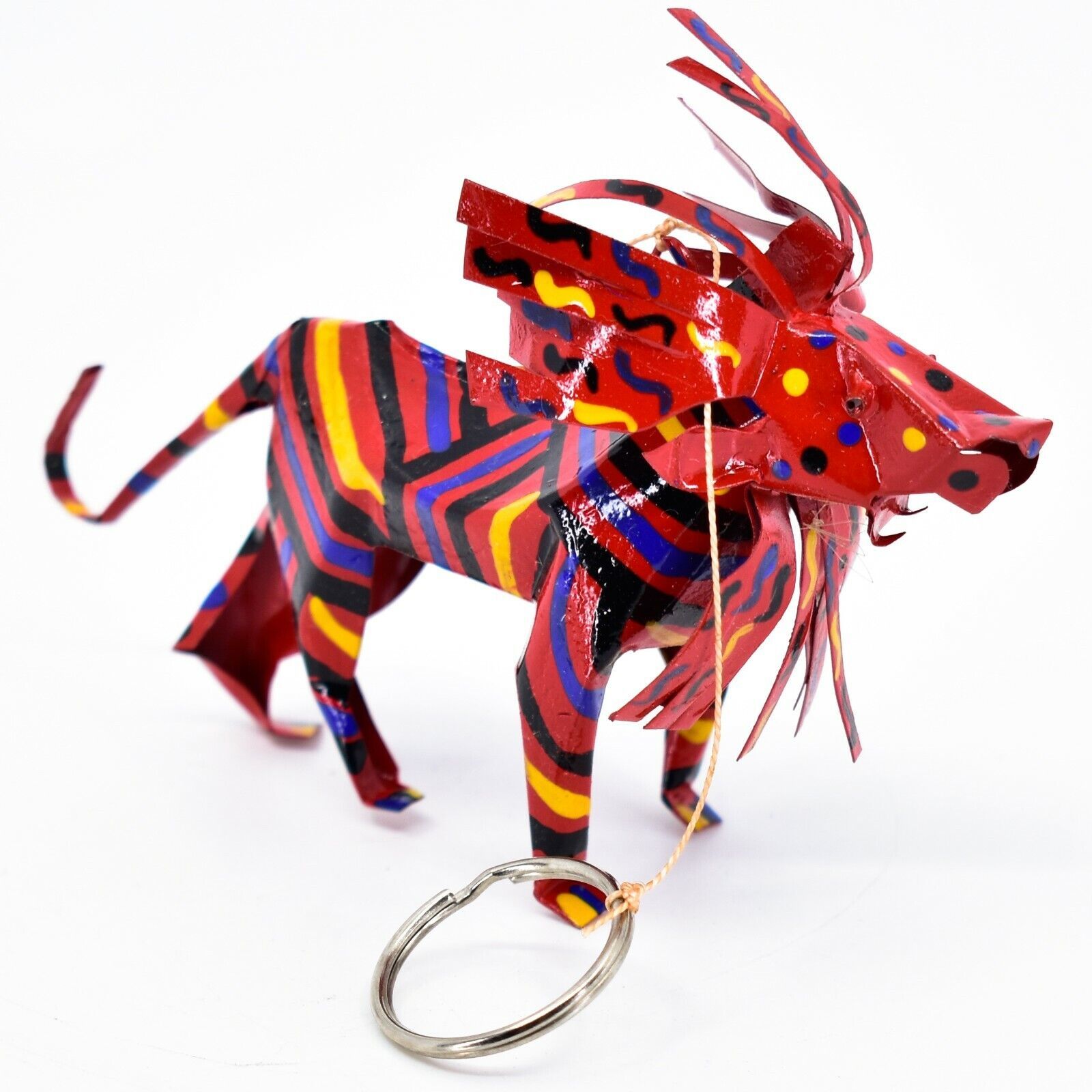 Handcrafted Painted Colorful Recycled Aluminum Tin Can Lion Ornament