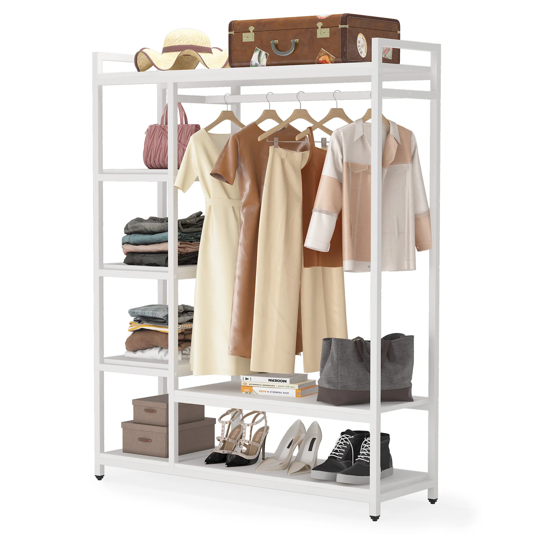 Tribesigns Free-standing Closet Organizer, Heavy Duty Clothes Closet ...