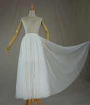 WHITE Tulle Midi Skirt A Line High Waisted Tulle Skirt Wedding Skirt image 1