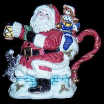 Retired Fitz and Floyd Omnibus 1996 Santa Claus Toyland Teapot Terrier Dog 40 oz - $49.99