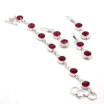 Pink Rubellite Round Shape Cut Gemstone Handmade Bracelet Set Jewelry SA 572 - $11.99
