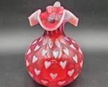 Fenton Cranberry Red Opalescent Heart Optic Ball Pitcher Spiral Rib Hand... - $148.49