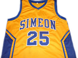 Derrick Rose #25 Simeon High School Men Basketball Jersey Yellow Any Size image 4