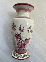Laura Ashley Home for FTD 9.25 inch Vase Pink and Yellow Floral - $13.77
