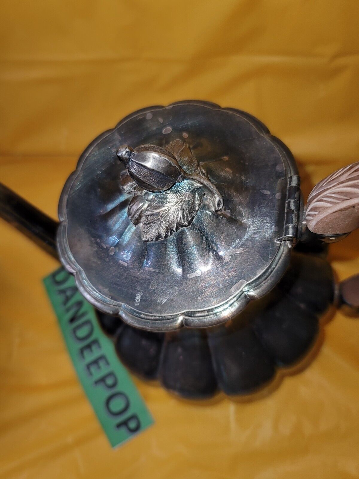 Antique Old English Melon Community Plate Silver Metal Teapot Tea